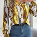 Color-Yellow-Autumn Winter Casual Contrast Color Striped Collar Long Sleeve Shirt Women Clothing-Fancey Boutique
