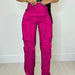 Color-Rose Red-Casual Women Solid Color Multi Pocket Workwear Trousers-Fancey Boutique