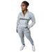 Color-Gray-Urban Autumn Winter Printed Alphabet plus Velvet Pullover Zipper Casual Sports Suit-Fancey Boutique