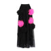 Summer Sexy Net Yarn Floral Stitching See through High Sense Contrast Skirt Women-Black-Fancey Boutique