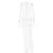 Women Sexy Seductive Mesh Long Sleeve Stitching Perspective Slim Mop Dress-White-Fancey Boutique