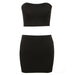 Color-Black-Fall Women Clothing Solid Color Tank Top High Waist Hip Wrapped Skirt Set-Fancey Boutique