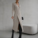 Split Strap Thread Knitted Dress Mid Length Autumn Winter Polo Collar Long Sleeve Sexy Tight Dress-Fancey Boutique