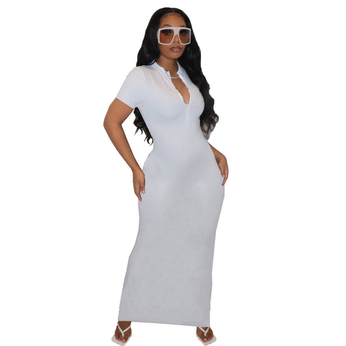 Color-White-Solid Color Casual Dress Women Wear Summer-Fancey Boutique