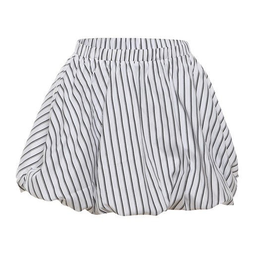 Summer Women Clothing Trend Elastic Waist Puffy Striped High Waist Puffy Skirt-White-Fancey Boutique