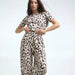 Slim Fit Crop Top Trousers Home Wear Leopard Print Pajamas Women Two Piece Set Can Be Worn outside-Fancey Boutique