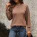 Color-Brown-Autumn Women Long Sleeved Bubble Sleeve Top-Fancey Boutique