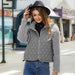 Color-Gray-Autumn Winter Women Clothing Cardigan Zipper Long Sleeve Plush Stitching Coat Women-Fancey Boutique