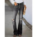 Color-Black Worn-Spring Summer Retro Slimming Multi Button High Waist Micro Pull Washed Women Jeans-Fancey Boutique