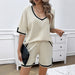 Spring Summer Women Clothing Casual Loose V neck Sweater Set-White-Fancey Boutique