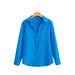 Color-Blue-Summer New Three-Color Slub Cotton Long-Sleeved Shirt Mid-Length Pullover Top-Fancey Boutique
