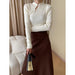 Color-Beige-Chinese Advanced Buckle National Stand Up Collar Slim Fit Slim Looking Base Knitwear-Fancey Boutique