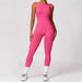 Color-Coral Red-Tight Back Yoga Jumpsuit Sports Fitness Hollow Out Cutout Hip Lifting Yoga Jumpsuit Women-Fancey Boutique