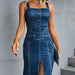 Color-Blue-Women Clothing Denim Printing Dress-Fancey Boutique