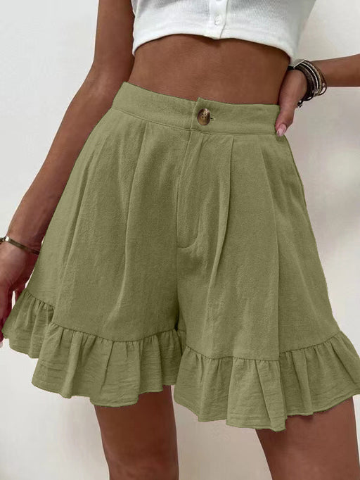 Color-Army Green-Shorts Casual Wide Leg Loose Shorts Summer New Women Clothing High Waist Shorts-Fancey Boutique