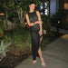 Color-Black-Hollow Out Cutout Mesh Beach Vacation Sexy Dress Knitted Slit Dress Summer-Fancey Boutique