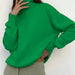 Color-Green-Women Long Sleeved Turtleneck Sweater Casual Solid Color High Grade Slimming Autumn Winter Sweater-Fancey Boutique