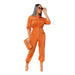 Color-Orange-Tooling Solid Color Lace up Casual Women Jumpsuit-Fancey Boutique