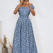 Color-Blue-Elegant Dress Women Fresh Sweet with Floral Split Dress-Fancey Boutique