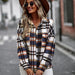 Color-Purplish blue-Plaid Shacket Autumn Winter Long Sleeved Shirt Casual Women-Fancey Boutique