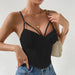 Color-Black-Summer Diamond Slim Fit Sexy Backless Boning Corset Steel Ring Solid Color All Matching Sexy Vest-Fancey Boutique