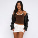 Color-Coffee-Halterneck Vest Women Clothing Sexy Exposed Cropped Sling Bottoming Sleeveless Slim Top-Fancey Boutique