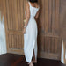 Spring Summer White Cami Dress Women Casual Fold Split A line Long Dress-Fancey Boutique