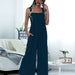 Color-Dark Blue-Summer Women Clothing Smocking Vest Sling Wide Leg Jumpsuit Women-Fancey Boutique