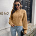 Color-Khaki-Women Clothing Autumn Winter Twist Lantern Sleeve Waist Tight Knitted Pullover Sweater-Fancey Boutique