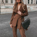 Color-Khaki-autumn New Fashion Suit Two-Piece Set Blazer-Fancey Boutique