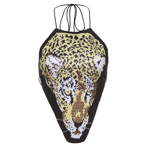 Spring Women Clothes Leopard Print Halter Sexy Backless Thin Strap Vest-Leopard-Fancey Boutique