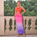 Sexy Oblique Shoulder Collarless Gradient Color Dress Vacation Cropped Outfit Office Lady Sheath Dress Maxi Dress-Multi-Fancey Boutique
