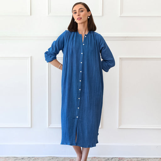 Color-Blue-Simple Loose Pink Maxi Dress Ladies Homewear Women-Fancey Boutique