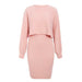 Color-Pink-Sexy Knitted Dress Two Piece Set Autumn Winter Solid Color Long Sleeve Sweater Women-Fancey Boutique