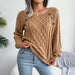 Color-Khaki-Autumn Winter Casual Square Collar Clinch Twist Knitted Pullover Sweater Women Clothing-Fancey Boutique