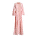 French Socialite Gathering Dress Summer Round Neck Lace Embroidery Hollow Out Cutout Out Solid Color Maxi Dress Women-Pink-Fancey Boutique