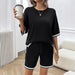 Women Clothing Spring Summer round Neck Casual Sweater Set-Black-Fancey Boutique