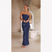 Color-Navy Blue-Summer Bright Silk Bandeau Sexy Maxi Dress-Fancey Boutique