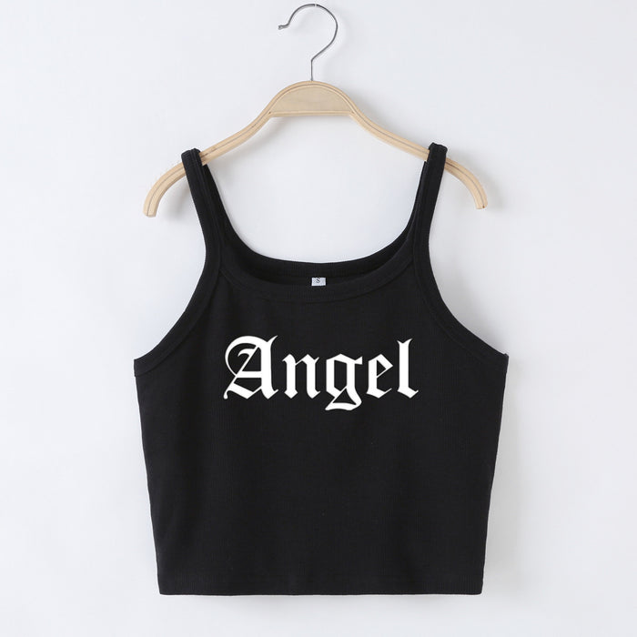 Color-Black-Women Clothing Angel Short Slim Fit Camisole-Fancey Boutique