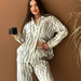 Cotton Loose Cardigan Casual Skin Friendly Pajamas Women Long Sleeved Trousers Printed Homewear-Fancey Boutique