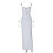 Sexy Patchwork Hooks Hollow Out Cutout Out Long Solid Color Adult Lady Woman Chest Wrapped Dress Women-White-Fancey Boutique