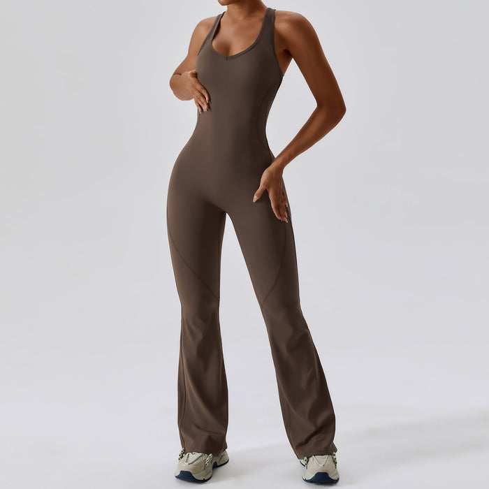 Color-Coke Tea Coffee Color-Quick Drying Skinny Yoga Clothes Dance Sports Workout Clothes Hip Lift Belly Shaping Micro Pull Yoga Jumpsuit-Fancey Boutique