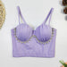 Fashionable All Match Pearl Drill Chain Boning Corset Bra Outer Wear With Steel Ring Comfortable Back Shaping Pleated Carnival Tube Top-Lavender-Fancey Boutique