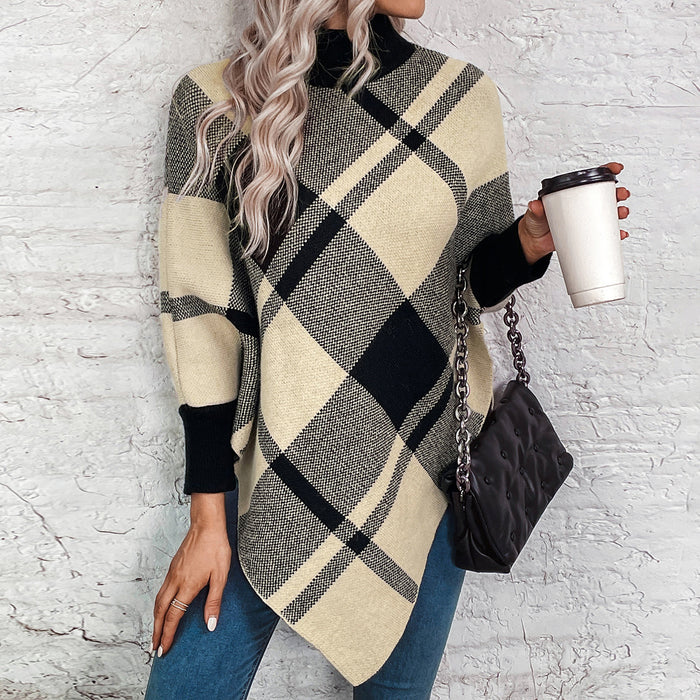 Color-Ivory-Autumn Winter Knitwear Turtleneck Irregular Asymmetric Pullover Sweater Women-Fancey Boutique