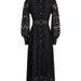 French High Grade Dress Summer Women Clothing Collared Embroidery Hollow Out Cutout out Cinched Maxi Dress Women-Black-Fancey Boutique