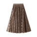 Color-Khaki-Lace Skirt Women Spring Draping Effect Slimming A Line Skirt Pleated Mesh Long Skirt-Fancey Boutique