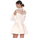 Autumn Winter Elegant Pure White Satin Mesh Dress Slim Gloves Pettiskirt Women Clothing-Fancey Boutique