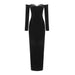 Color-Black-Winter Black Long Sleeve Lace Velvet Dress Women Wear Christmas Party Dress-Fancey Boutique