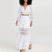 Color-White-Suit Women Two Piece Set Classic Design Embroidered Lace Short Top A line Skirt-Fancey Boutique