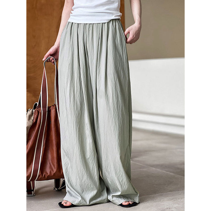 Thin Elastic Waist Drooping Wide Leg Pants Women Summer Relaxed Sense Mop Pants Yamamoto Pants-Fancey Boutique